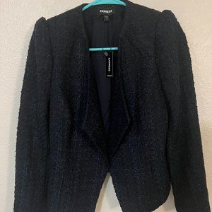 Express - Draped Front Puff Sleeve Boucle Blazer